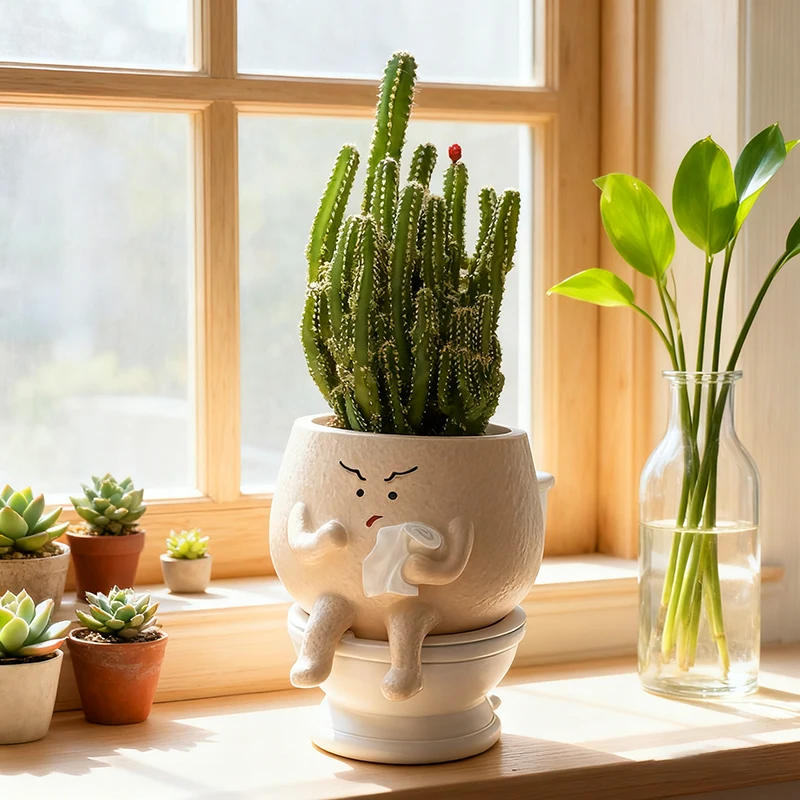 Engraçado vaso de flores suculento ornamento criativo bonito plantas verdes vaso de flores escritório estudo vaso decoração