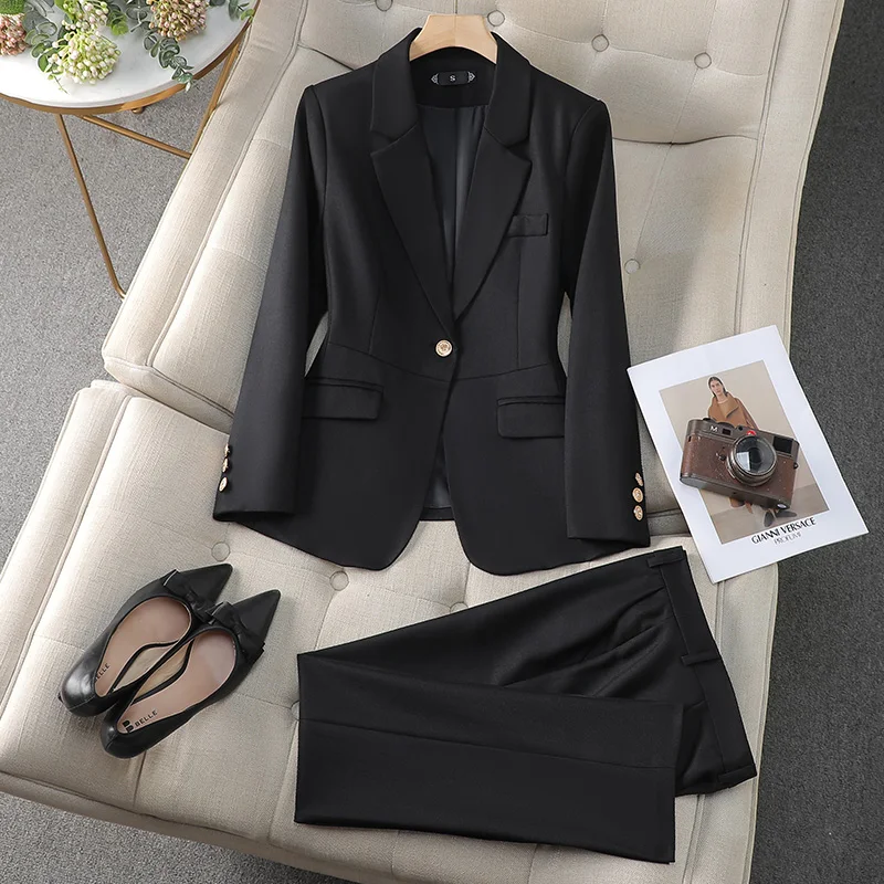 ZJYT Elegant Blazer Pants Sets for Women 2 Pieces Clothing Matching Set Trousers Suit Plus Size Jacket Outfit Autumn 2024 New