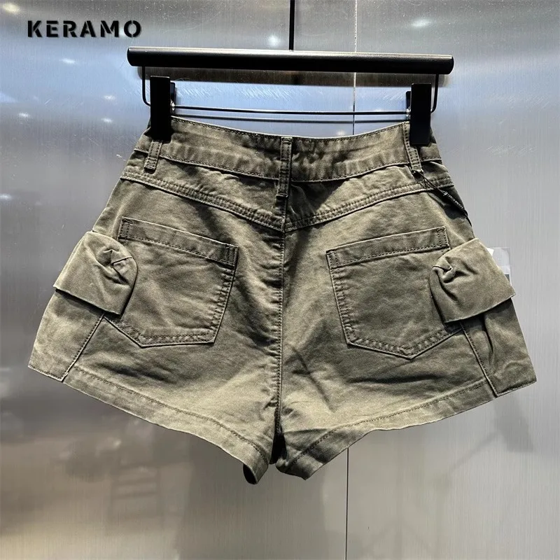 Pantaloncini da donna Hotsweet 2000S Y2K Gyaru a vita alta con tubino Cyber Denim Street Kpop Style Casual Tasche sexy Pantaloncini slim fit