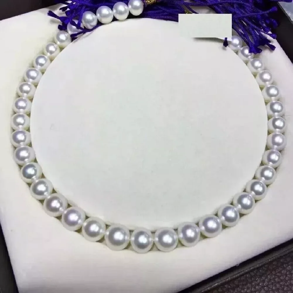 Elegant AAAA++9-10mm Natural South Sea Round White Pearl Necklace 925s 16-36inch+7.5-inch