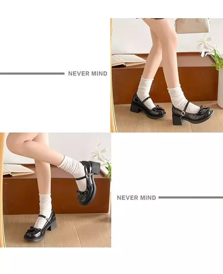 2026 Neue Plattform-Damenschuhe mit Dicker Hoher Sohle, Mary Jane Modell, Schlichte Outdoor-Pumps, Frühling-Herbst Damen-Lederschuhe – Detail 8