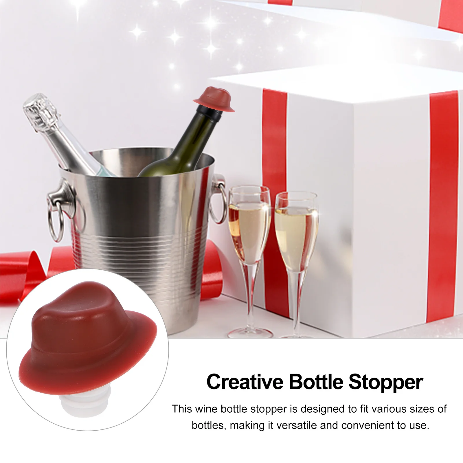 

Silicone Wine Bottle Stopper Red Hat Shaped Detachable Easy Clean Bar Party Accessory Liquor Bottle Sealer Kitchen Bar Tool
