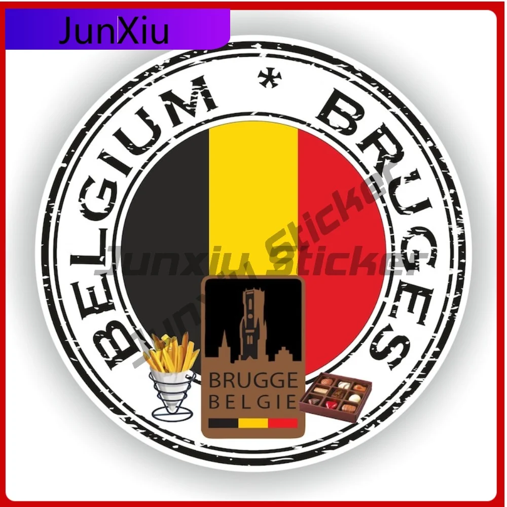 

Belgium Bruges Seal Sticker Round Flag Creative Waterproof Vinyl Decal Decoration for Windshield Anti Scratch Exterior Parts