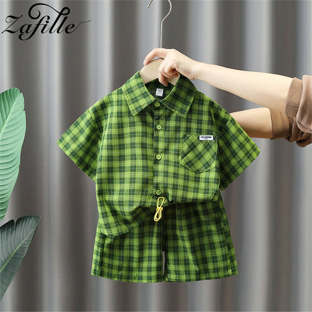 

ZAFILLE Plaid Boys Set Shirts Suits For Children's Clothing Handsome Baby Costume Party Toddler Boys Clothes Summer Tracksuits