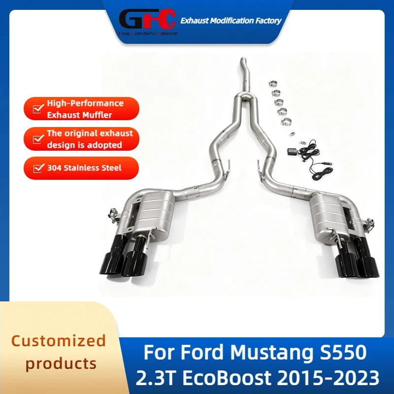 GFC Catback Valvetronic Muffler for Ford Mustang S550 2.3T EcoBoost 2015-2023 High-Performance SUS304 Auto Valve Exhaust Pipe