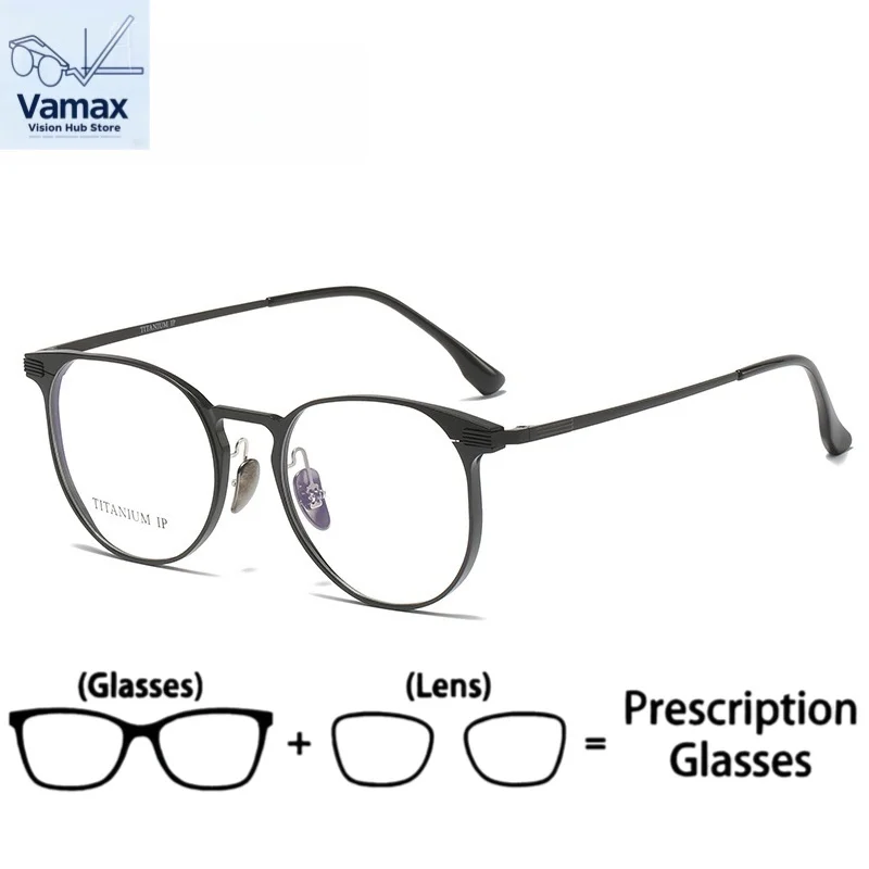 

Vamax Men's High Myopia Eyeglasses Frame Ultra Light Aluminum Magnesium Prescription Ready Student Anti Light Blue