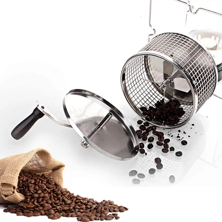 

Stainless Steel Handhold Rotary Coffee Bean Baker Manual Coffee Bean Roasters with Gas Alcohol Stove