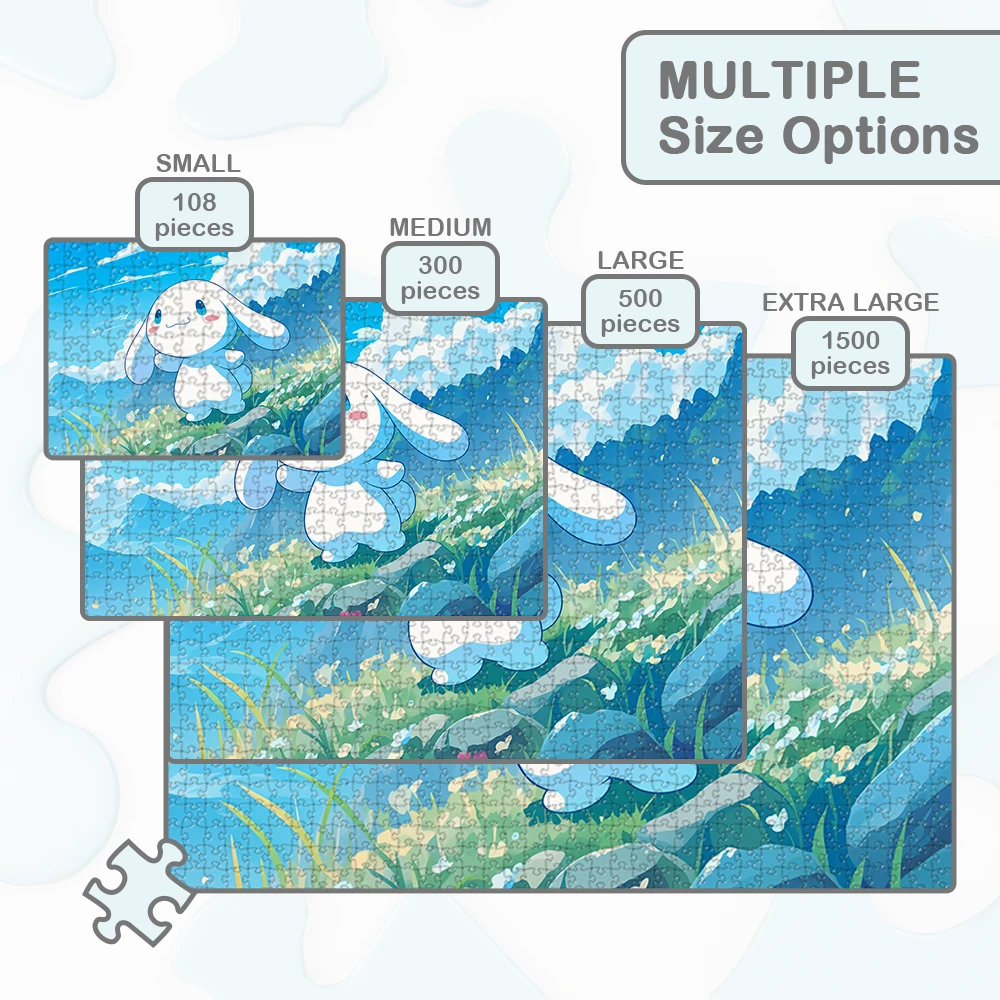 Cinnamoroll Jigsaw Puzzles Cartoon Natural Scenery Games and Puzzles 108/200/300/500/1000/1500 Pieces Sanrio Puzzles for Adults