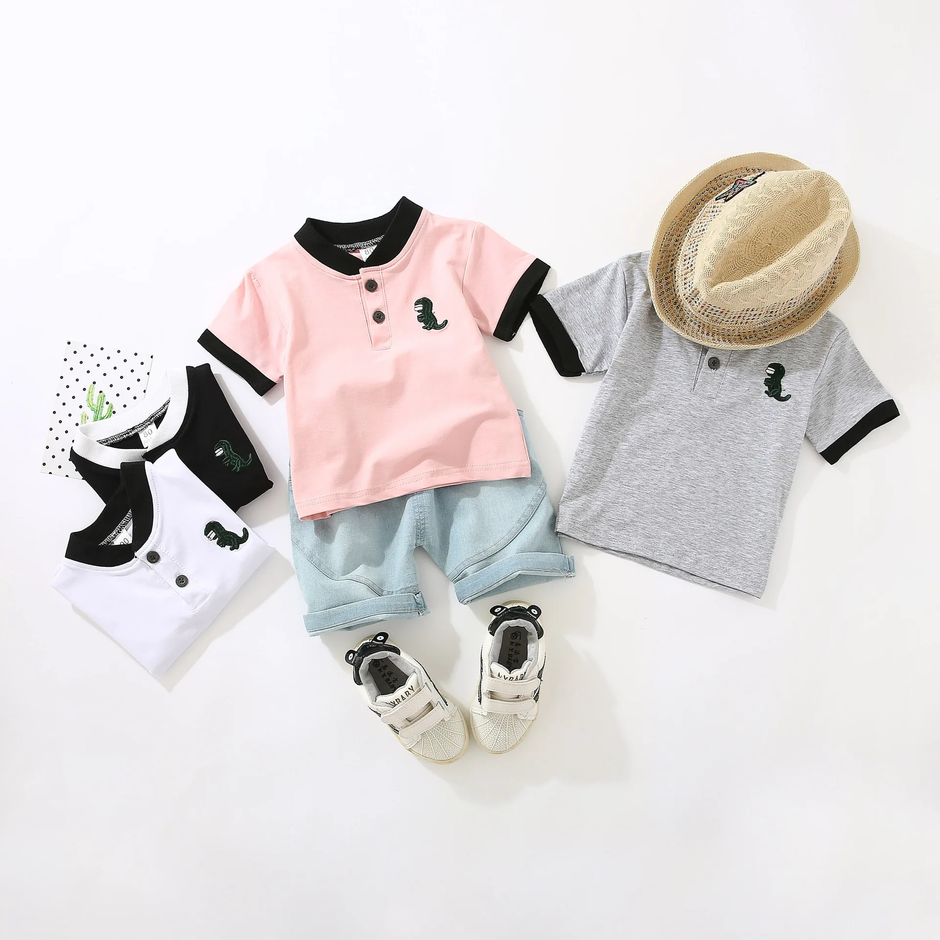 Children's Short sleeved Set for Boys Korean Summer Baby POLO Shirt