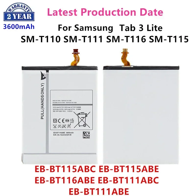 Brand New EB-BT115ABC EB-BT116ABE EB-BT111ABE 3600mAh Battery For Samsung Tab 3 Lite SM-T110 SM-T111 T116 T115 +Tools