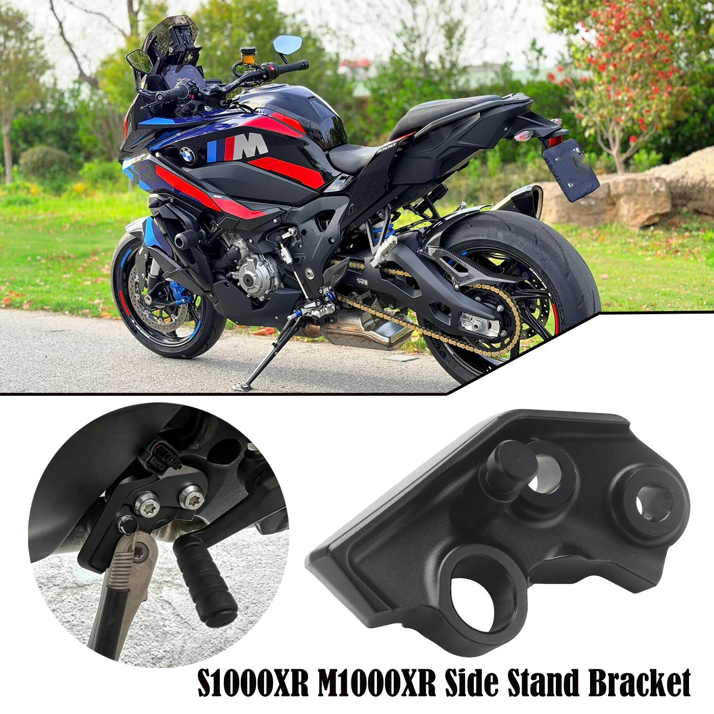 Side Stand Mount Bracket Base For BMW S1000XR K69 2020‑2024,CNC Machined 7075 Aerospace‑Grade Aluminum Alloy Side Bracket Holder