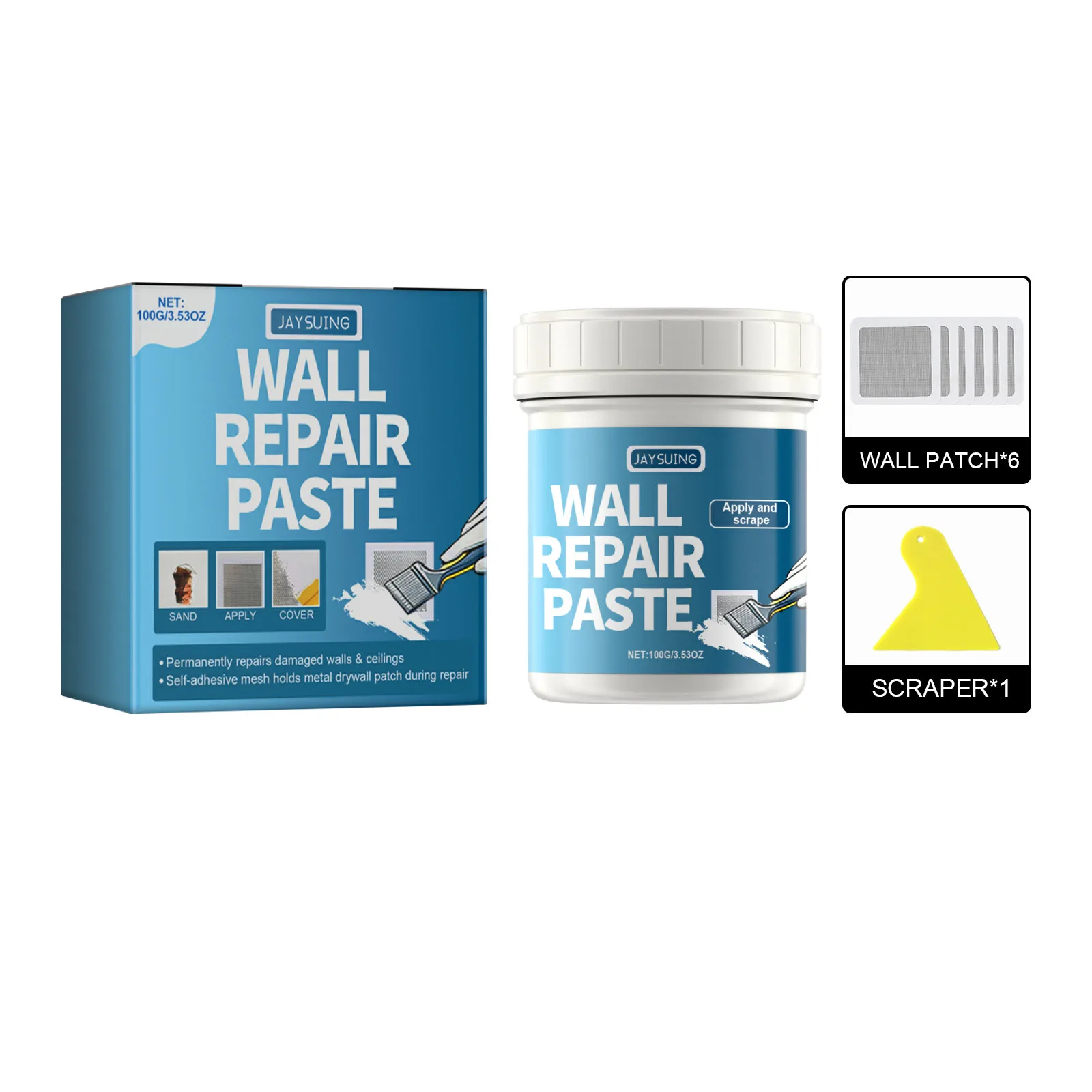 Wall Repair Paste White Home Renovation Paint Valid Mouldproof Quick-Drying Holes Peeling Gap Wall Mending Drywall Repair Kit