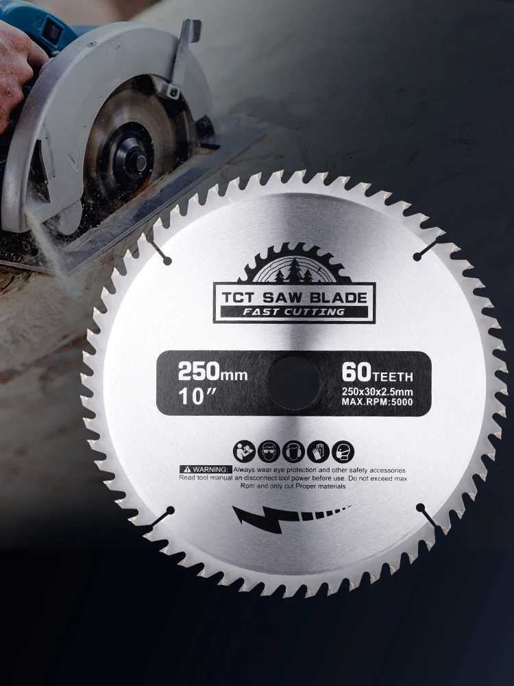 XCAN 10 "250mm Cirkelzaagblad TCT Carbide Zaagblad Boring 30mm Hout Slijpschijf 40/48/60/80T Snijgereedschap - afbeelding 2