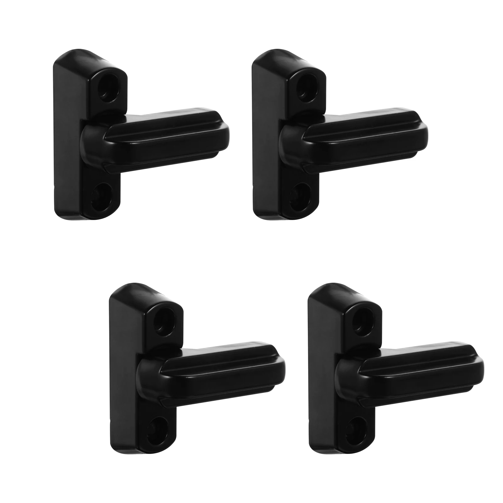 

4 Zinc Alloy Black Sturdy Window Lock Sash Stop Home Security T Shaped UPVC Door Blocker Glass Clamp Hardware