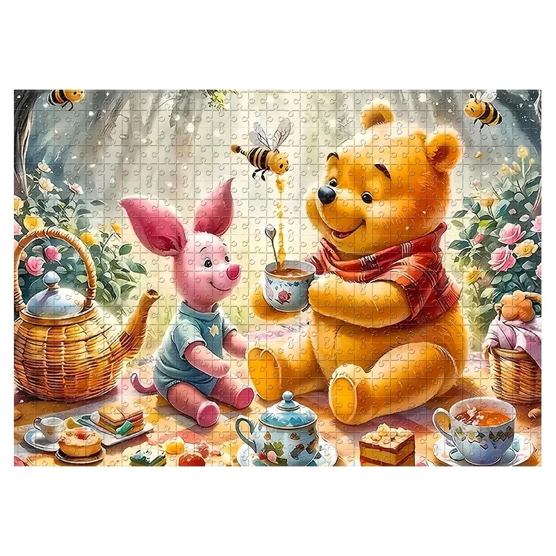 

1000pcs Handmade DIY Mosaic Puzzle Cartoon Characters Winnie the Pooh and Piglet Picnic Party Holiday Gift Casual Educational