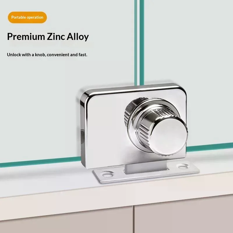 No-Drill Glass Cabinet Lock with Anti-Theft Design, Easy Install Security for Home Display Cabinets & Showcases