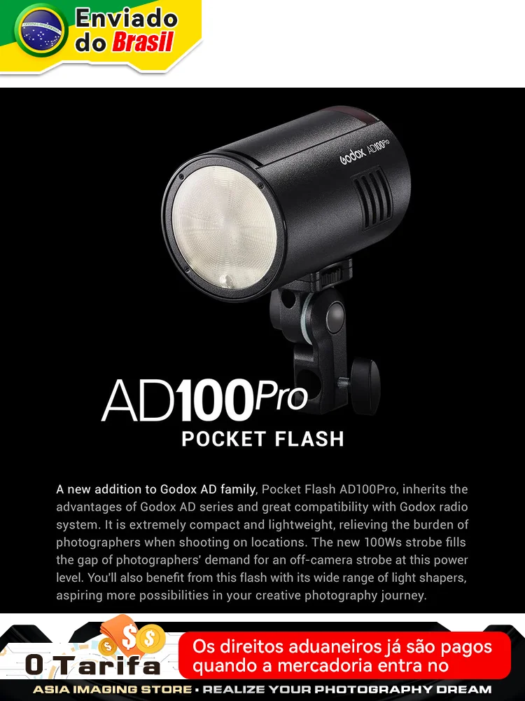 Godox 야외 플래시 라이트 스피드라이트 무선 포켓, 미러리스 소니 니콘 캐논 후지필름용, AD100Pro AD100 PRO TTL HSS 100W