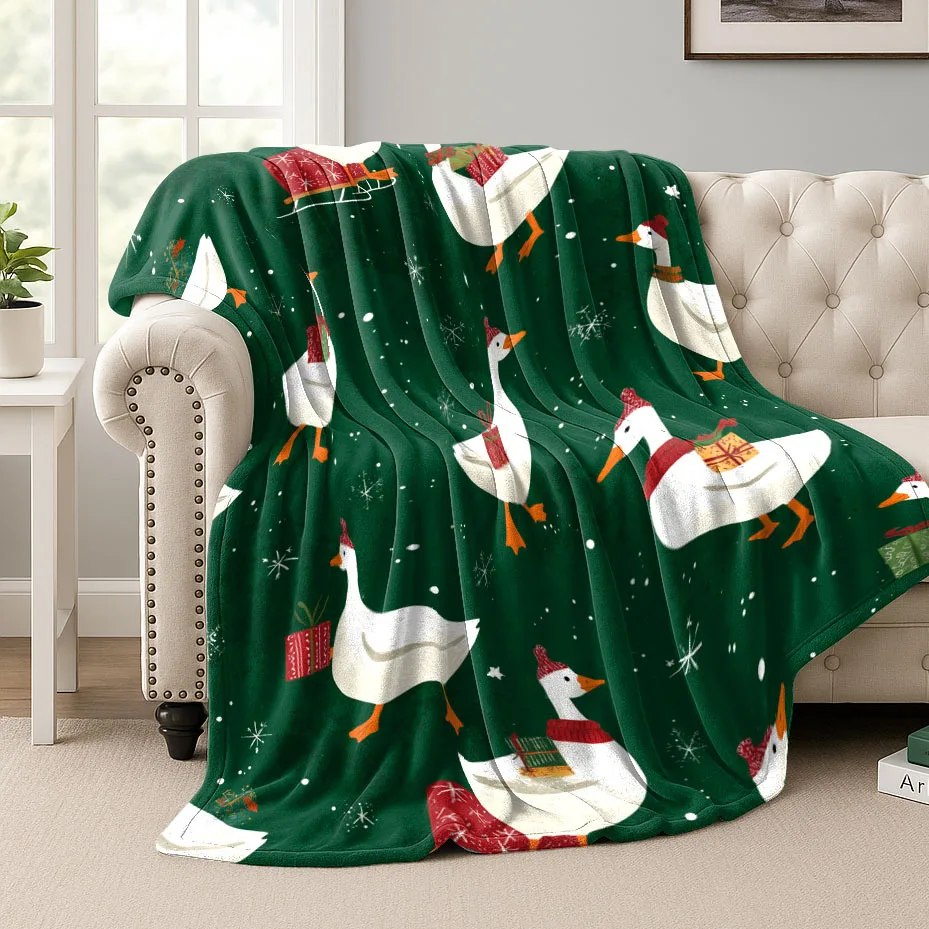 1pc 2DChristmas Goose Animal Print Blanket Ultra Soft Machine Washable Fade Proof Large Size Sofa Throw Pet Safe Removable Washa