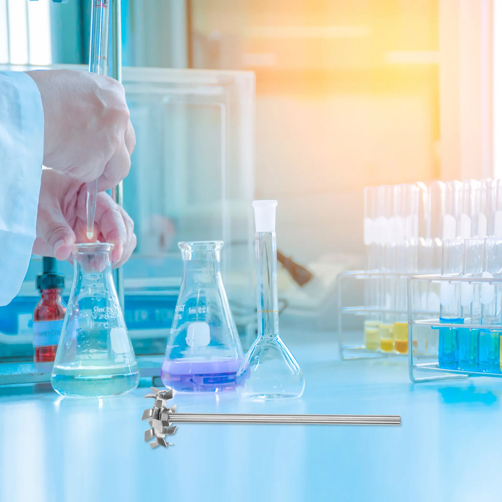 

Stainless Steel Paddle 5cm Disc 8mm Hole 8x200mm Rod Laboratory Stirrer Rod Lab Chemistry Mixer Teaching Equipment