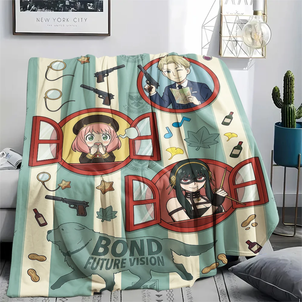 Spy x Family Chibi & Symbolic Art Set Flanelldecke, Geburtstags- und Weihnachtsgeschenk, weicher, warmer Überwurf für die Inneneinrichtung.chl