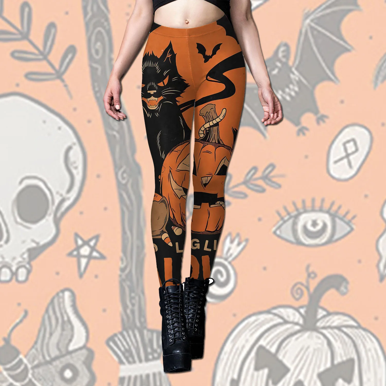 Halloween Legging Women Funny Pumpkin Skull Print Pants Gothic Style Carnival Party Tights Bottoms Sexy Stretch Skinny Pants