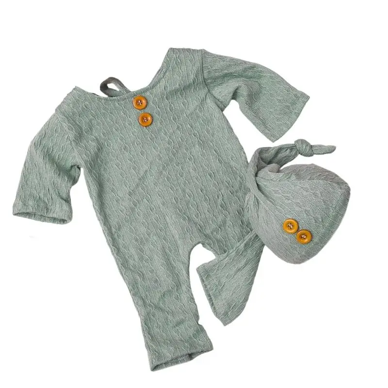 u13f التصوير الفوتوغرافي للأطفال وضع قبعة متماسكة مريحة وسروال تمتد لالتقاط صور الرضع