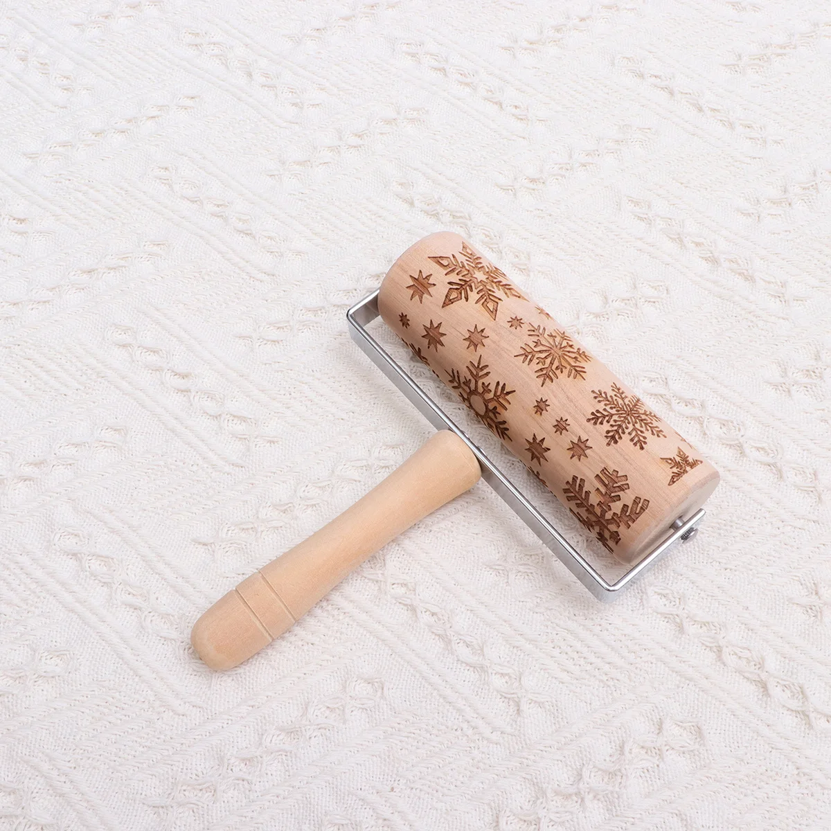 Kerstgravure Sneeuwvlok Houten Deegroller voor Bakken Embossing Fondant Marsepein DIY Koken Ambachtelijke Projecten