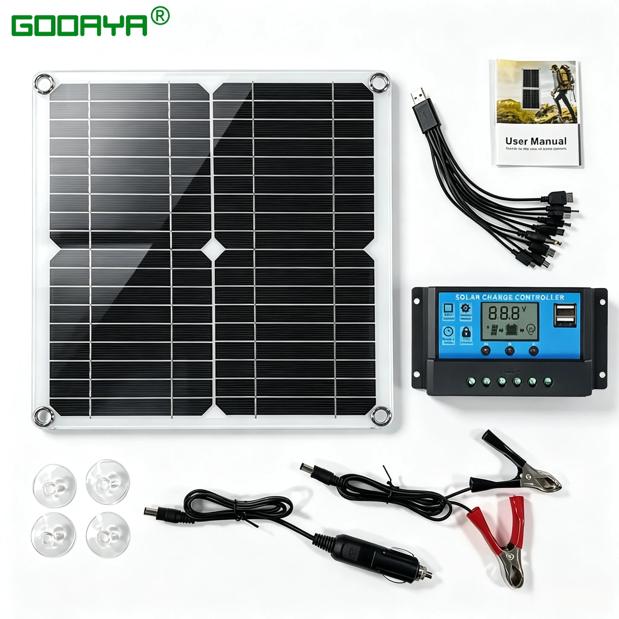 400W Solar Panel Kit Complete Dual 12V 5V DC USB With 10A-100A Solar Controller Power Solar Cells for Car Yacht RV Battery Charg