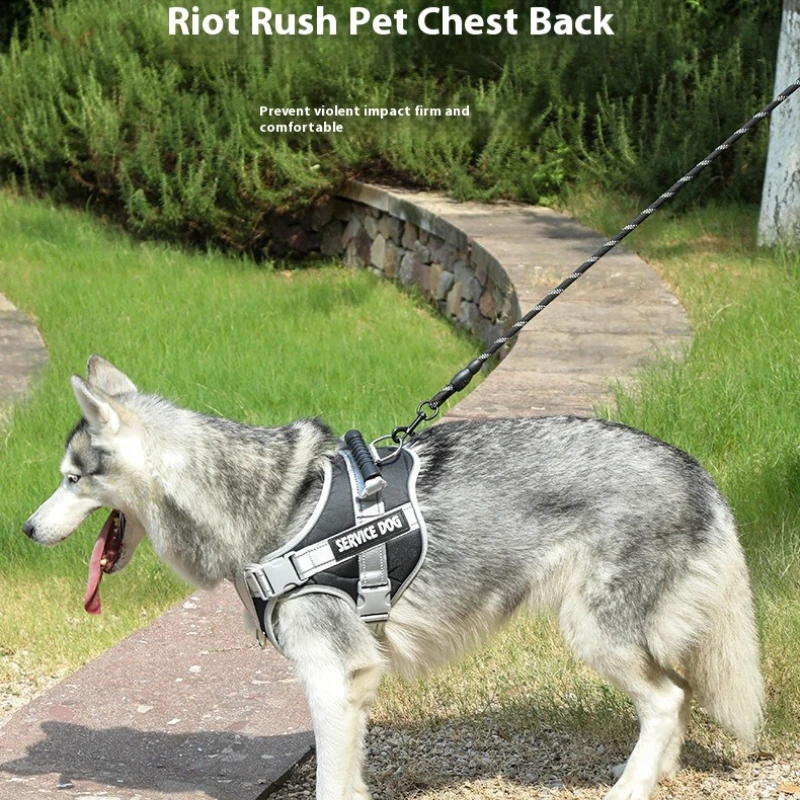 

Tactical Dog Harness Leash Set - No-Pull Chest Strap for Medium/Large Dogs, Shock-Absorbing Walking Rope
