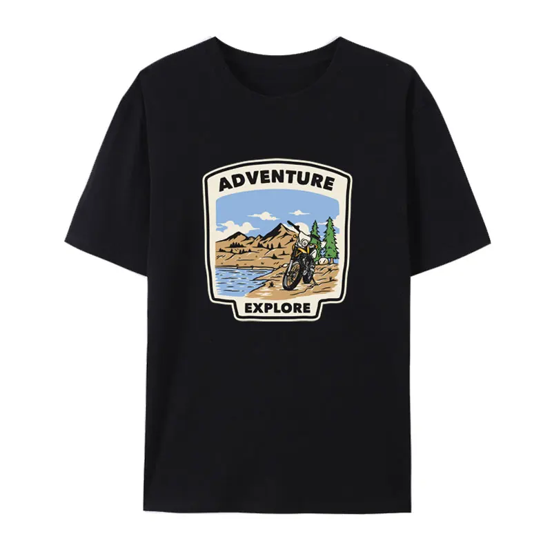 Vintage Motorcycle Adventure Motocross Club Cotton T Shirt Men Short-sleev Outdoor Exercise Loose Breathable Casual Camisetas