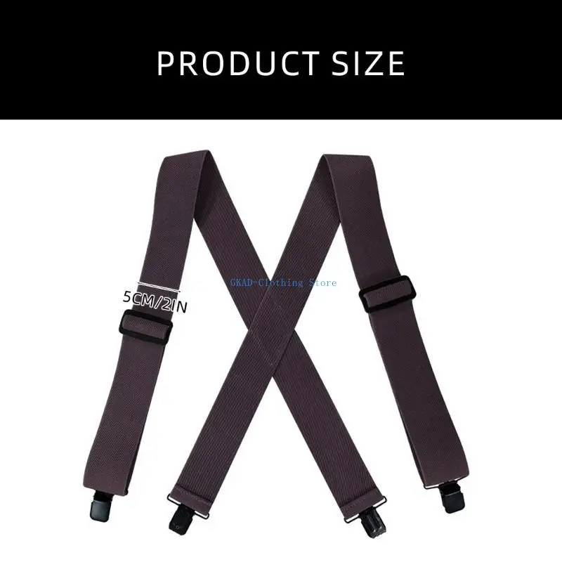 N0PE دعامة 5 سم للرجال والنساء للجنسين مع 4 مشابك معدنية وأشرطة مرنة للعمل والملابس الكاجوال حمالات السراويل الكلاسيكية #6