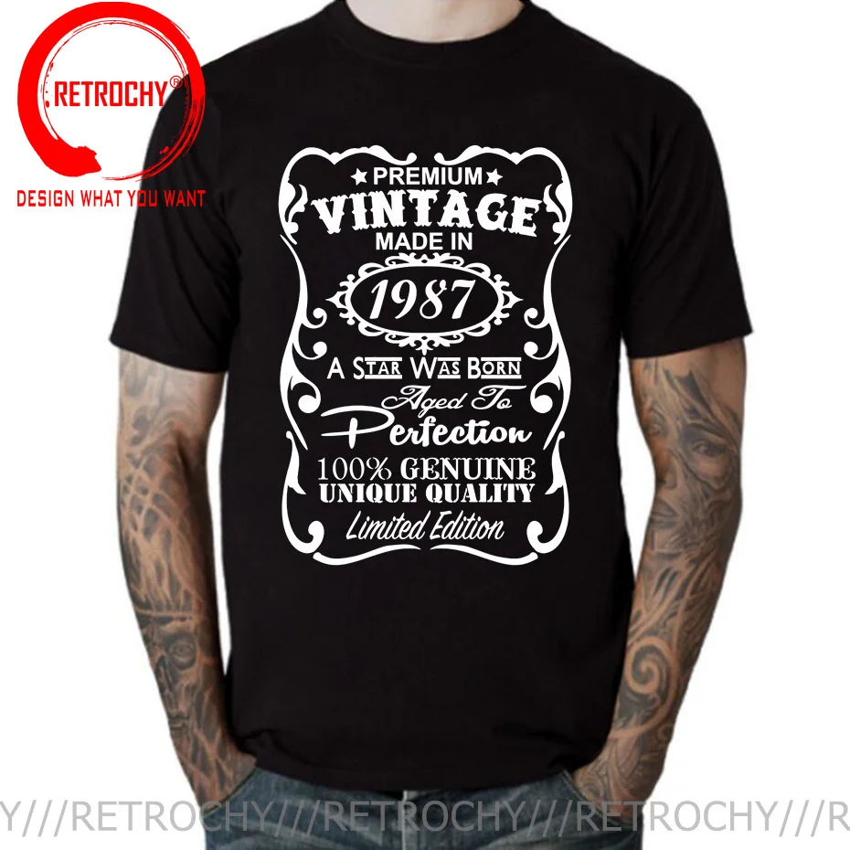 

Unique Quality Premium Vintage Made In 1987 T Shirt Men A Star Was Born In 1987 T-Shirt 100% Genuine Aged to Perfection TeeShirt