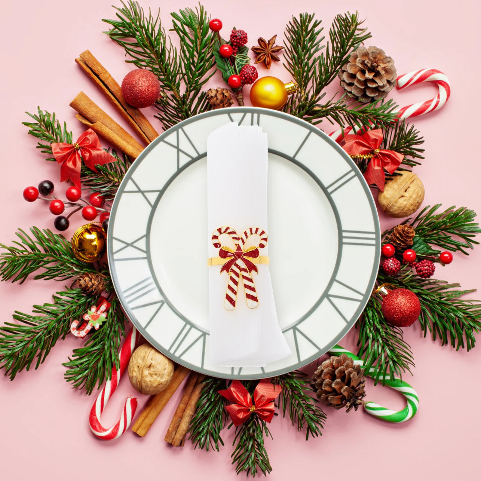 

4Pcs Christmas Napkin Rings Festive Stylish Table Decor Party Supplies Gifts Xmas Napkin Rings Christmas Gift Serviette Buckles