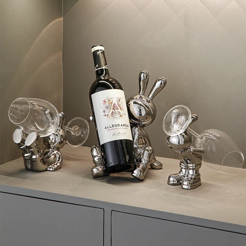Luxury Wine Glass Holder for Home Decoration, Rabbit Ornaments, Living Room, Wine Cabinet Decoration Crafts, Modern Accessories