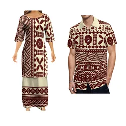 Polynesian Tribe Samoa Print Custom Ladies Elegant Women'S Clothing Asian And Pacific Island Clothing Samoa Puletasi Couple Set