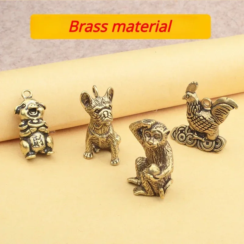 Brass Chinese 12 Zodiac Animals Home Living Room Desk Decoration Feng Shui Brings Good Luck, Wealth and Gifts Keychain