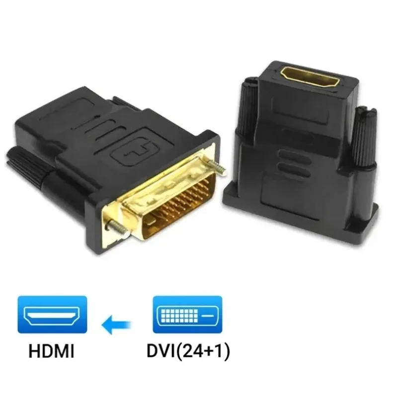 Adaptador DVI para HDMI 1080P, Plugue DVI para HDMI, Conversor de Vídeo DVI para HDMI para PC e Projetor