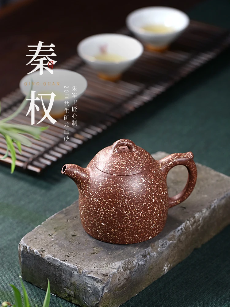 Hidden Teapot, Yi Purple Clay Pure Handmade Tea Pot, 20 Mesh Symbiotic Mineral Dragon Blood Sand Kung Fu Set,