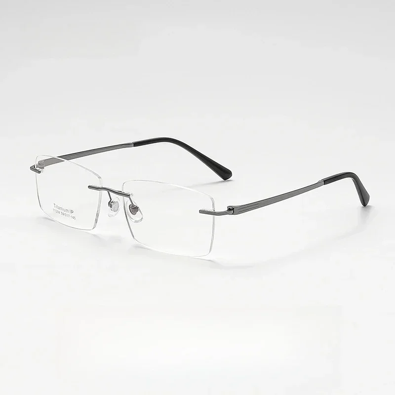 

Men's Ultra-Light Pure Titanium Business Rimless Optical Glasses Square Big Face Prescription Eyeglasses Frame Customize Lenses