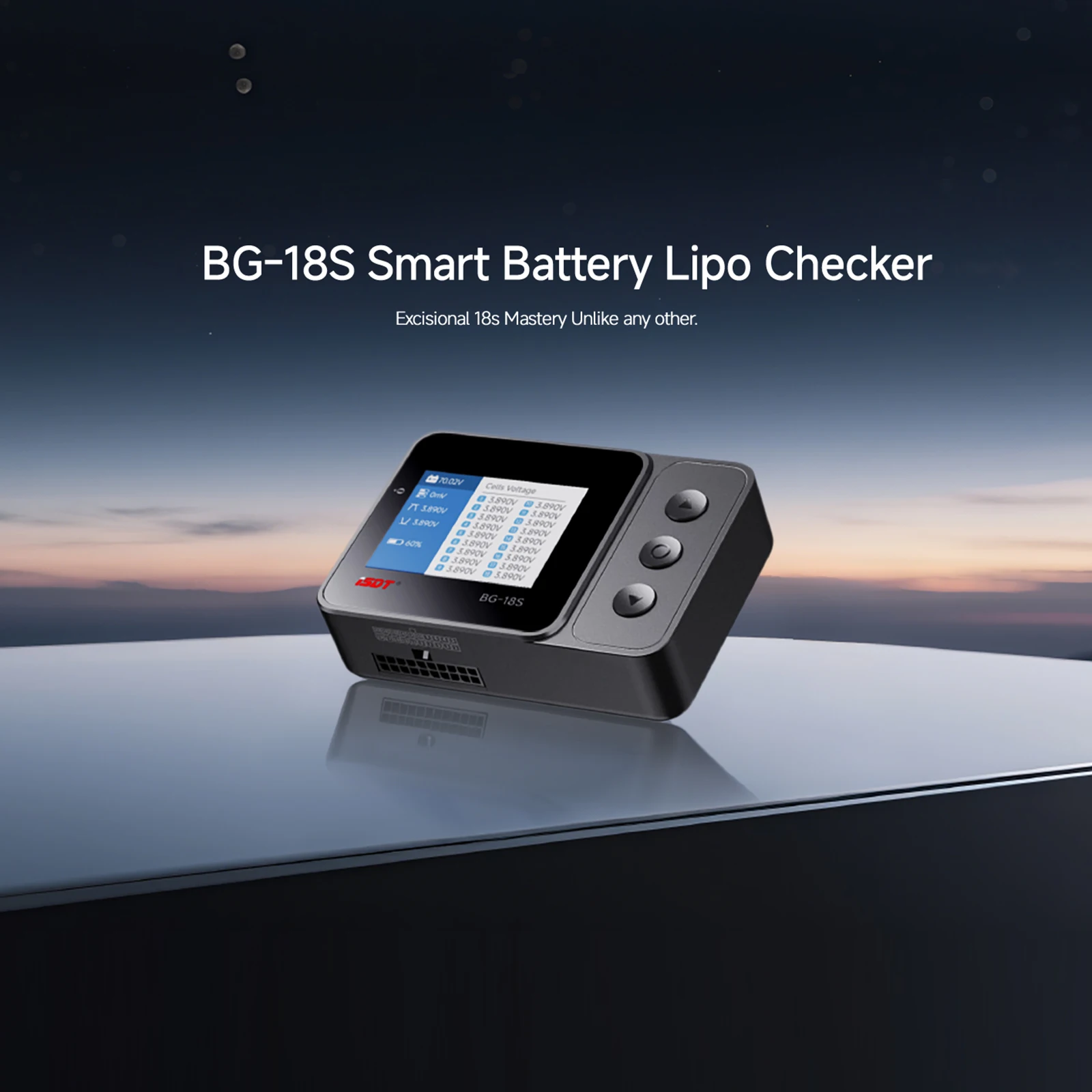 

ISDT BG-18S Smart Battery Checker Balancer 4-18S LiPo LiFe LiHv ULiHv Voltage Tester with IPS Display for RC Drone Car Boat