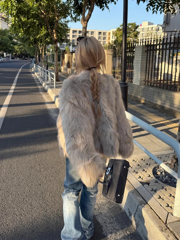 

Women's ort Thiened Fur Coat Winter Faion V-ne Warm Plu Top adient Dyeing Fake Fur Long Sve Korean Sle