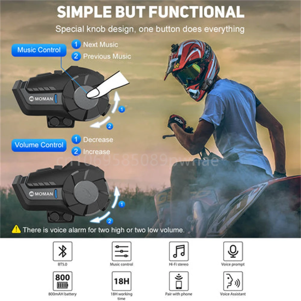 MOMAN H2 pro H1 H4 Bluetooth-compatibile Motorcycle Helmet Headset Headphone Wireless Bike Helmet Intercom WiFi Video Recorder