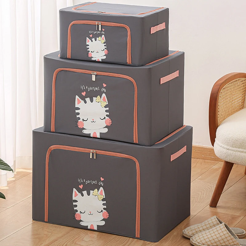 Quilt Clothes Storage Box Foldable Wardrobe Clothes Organizer Bedroom Cabinet Quilt Blanket Pillow Finishing Box Home Organizer