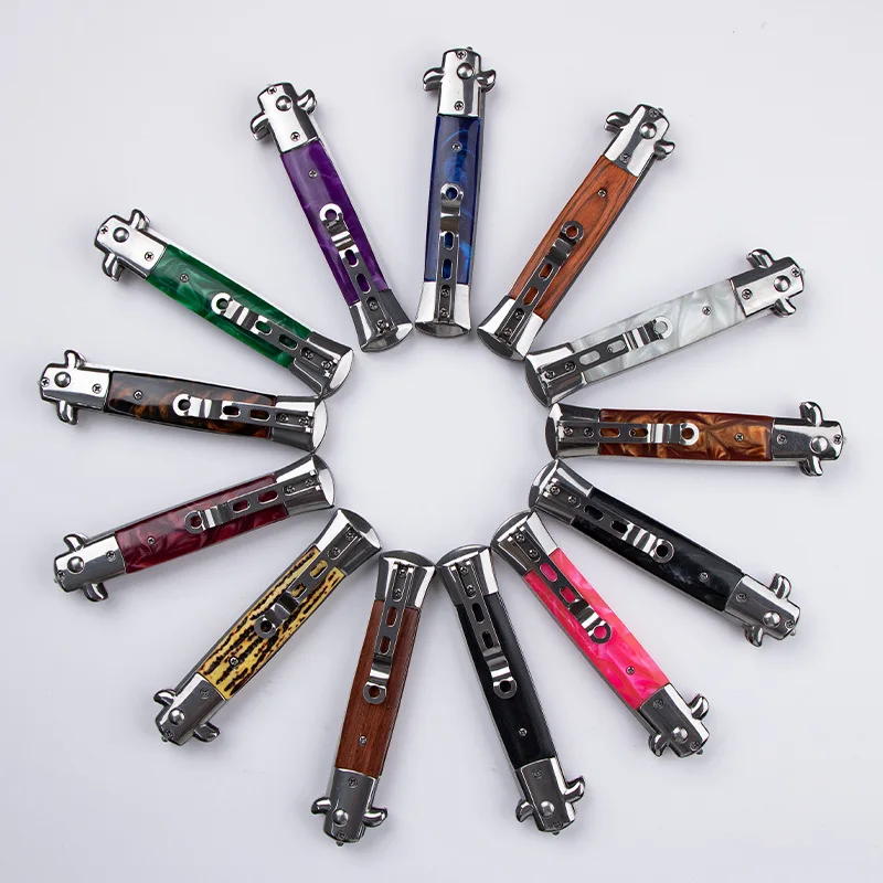 

1pc Stainless Steel Foldable Comb Automatic Spring Barber Combs Hair Trimmer Brush Portable Mens Slicked Back Hairstyling Tools