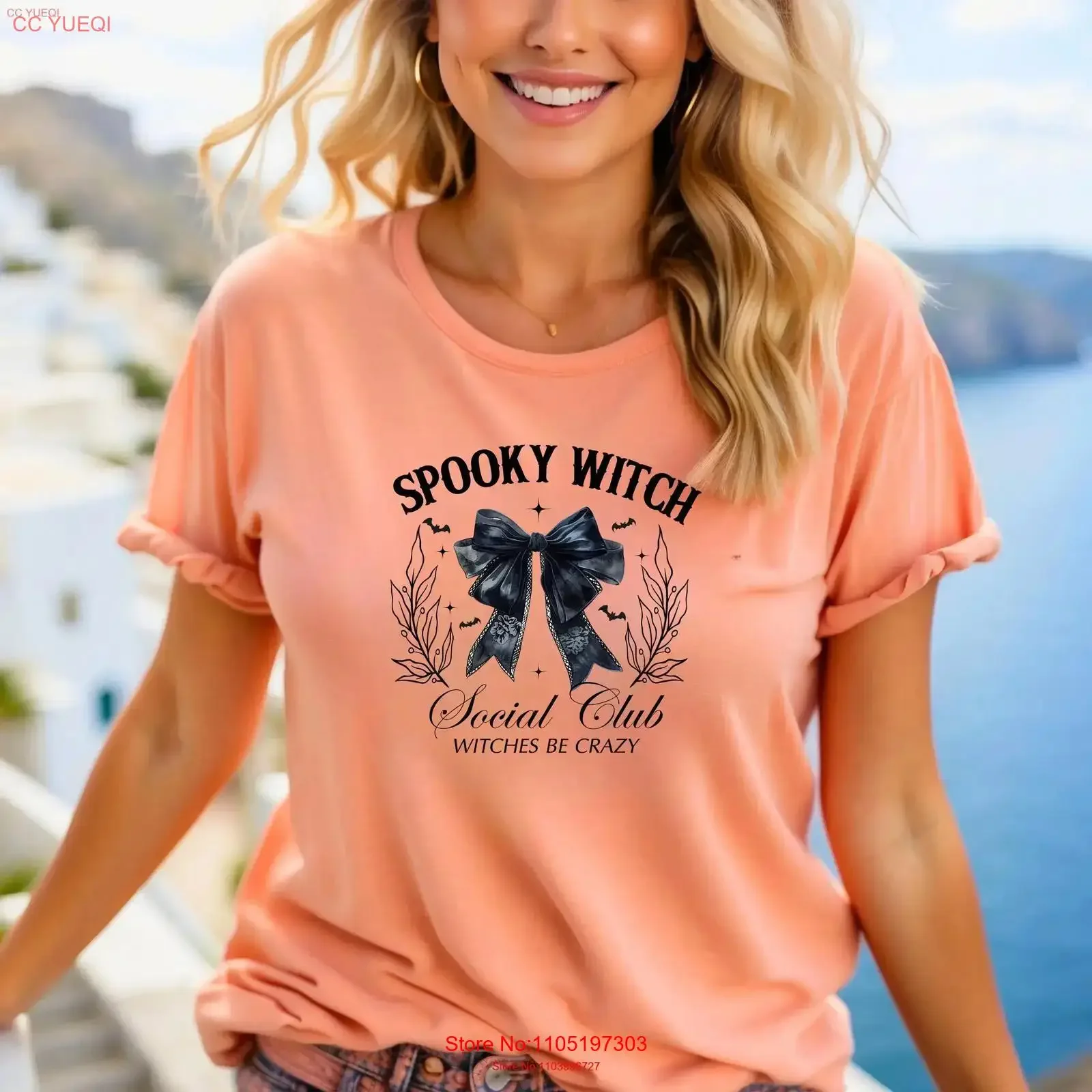 

Футболка Spooky Witch Social Club Coquette, сезон Хэллоуина, девчачий сублимационный дизайн, винтажный стираный мужской стильный дышащий дизайн