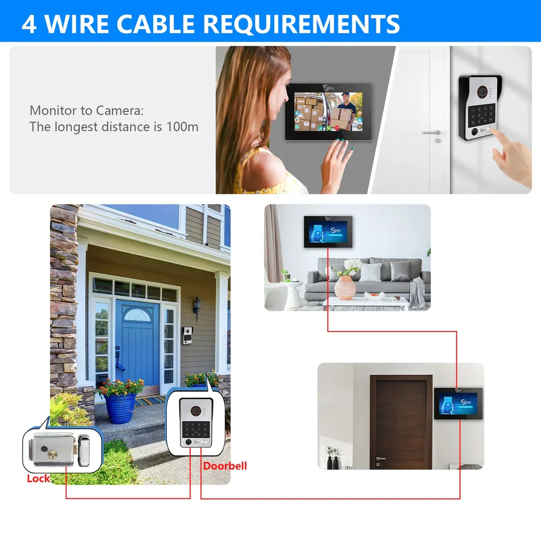 Anjielo Tuya 7/10 Inch Password Fingerprint Card Video Intercom Doorphone Touch Screen with Wired Doorbell 1080P 148° interfone