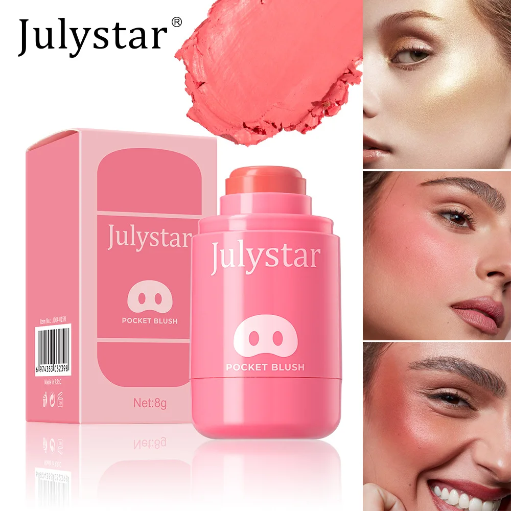 Julystar Blush Stick Morbido viso schiarente contorno ombretto fard in polvere pesca rosa guancia tinta trucco coreano cosmetici