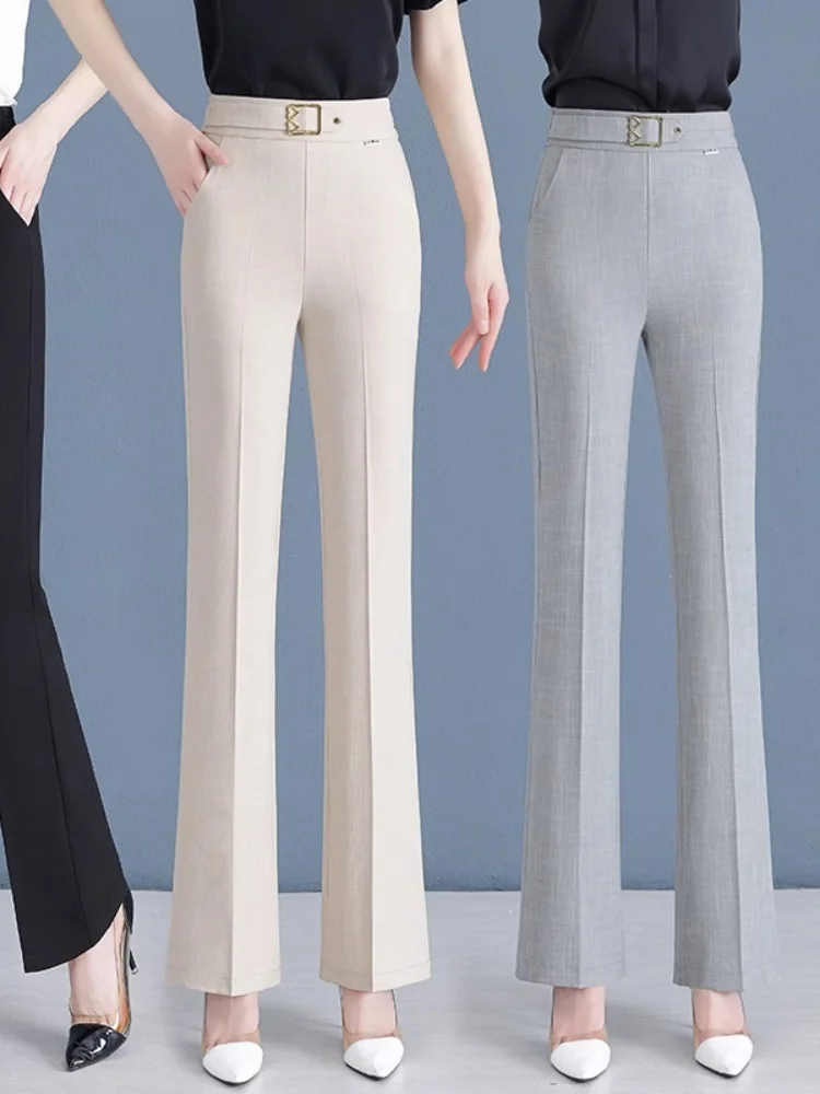 

Slimming High Waist Nine-Tenths Trousers for Women Thin Summer Style Casual Outerwear Mom Pants Business Suit Pants