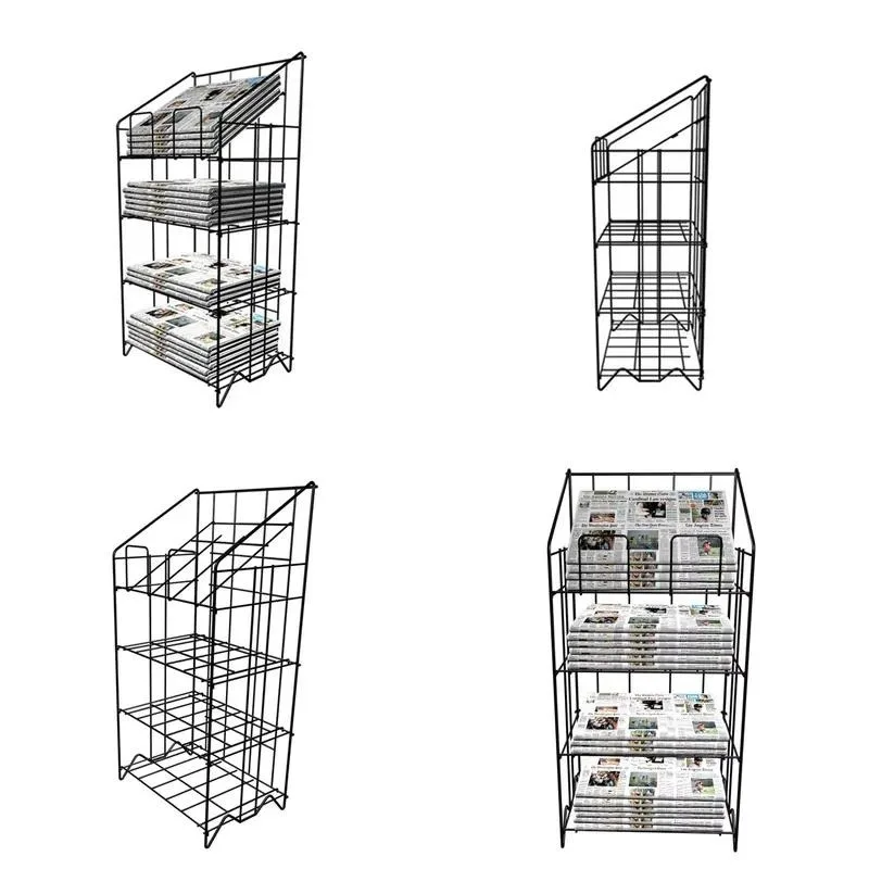 Customized Advertising Display Rack Newspaper Stand Metal Bookshelf for Store Exhibition and Home Office Organization