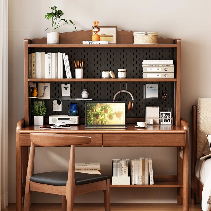 Solid wood desk Lifting children's study table with hole board Computer table Student household